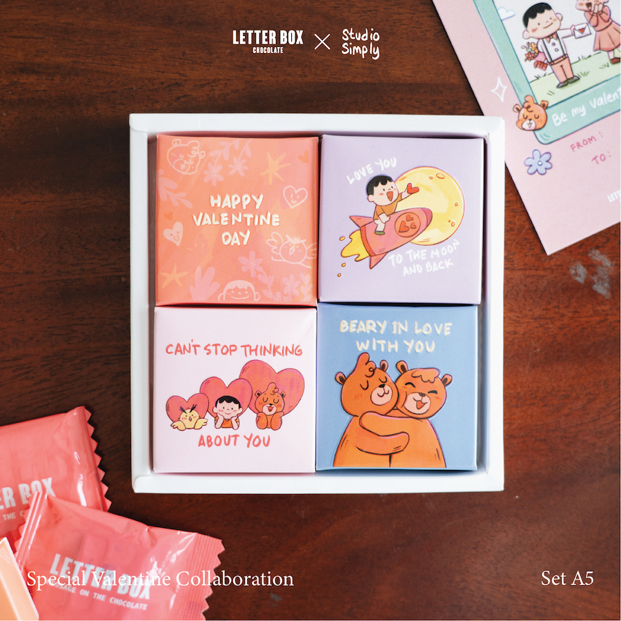 

Letter Box - Hadiah Coklat Valentine box 4pcs - Coklat Hari Sayang