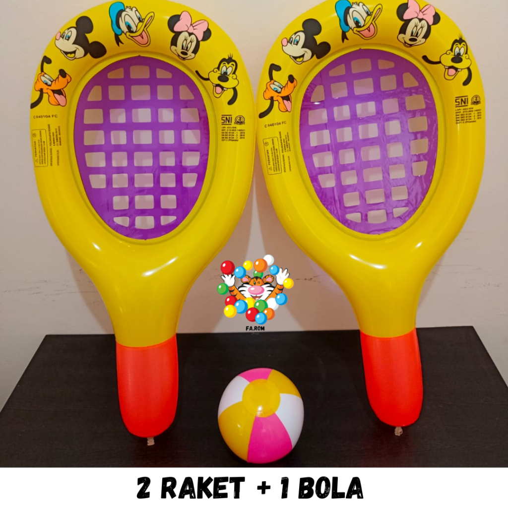 Mainan Anak 2 Raket & 1 Balon Tiup | Mainan Raket Balon Tiup Karakter