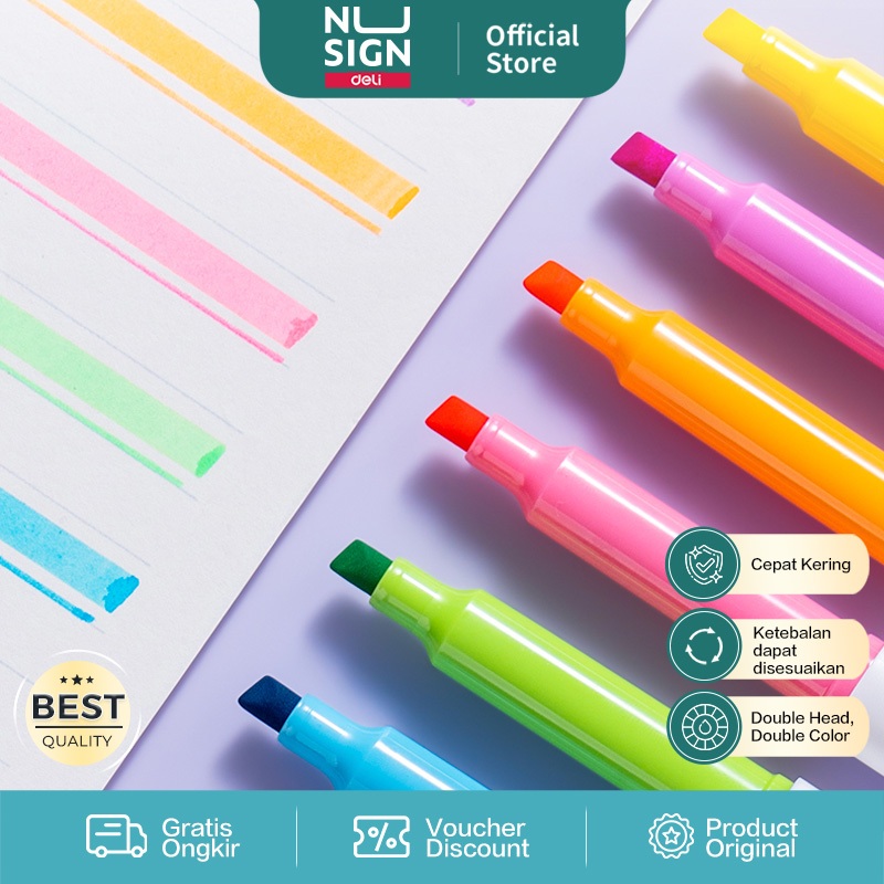 

Nusign Highligher Double Head / Penanda Dua Sisi Warna Neon NS720