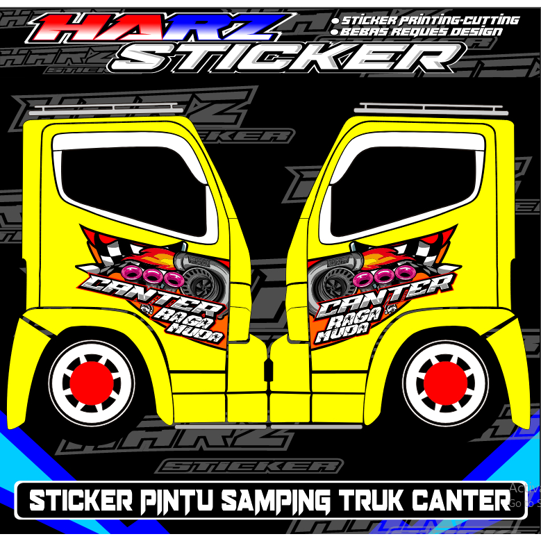 Stiker Pintu Samping Truk Canter-Stiker Variasi Truk-Stiker Canter Raga Muda-Stiker Bebas Request