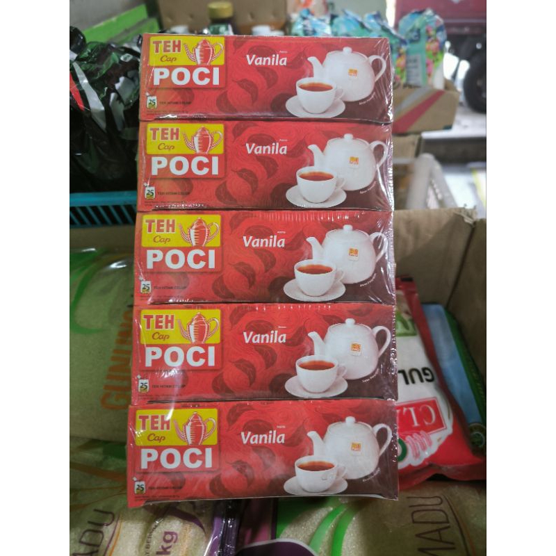 

1 Pak Teh Celup Cap Poci Rasa Vanila Isi 5 Box x 25 Kantung Teh