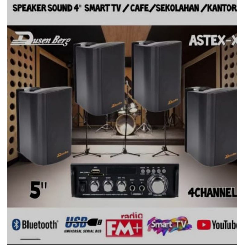 Paket 4 Speaker 5 Inch DUSENBERG Astex X 1,cafe,Restoran-Bluetooth
