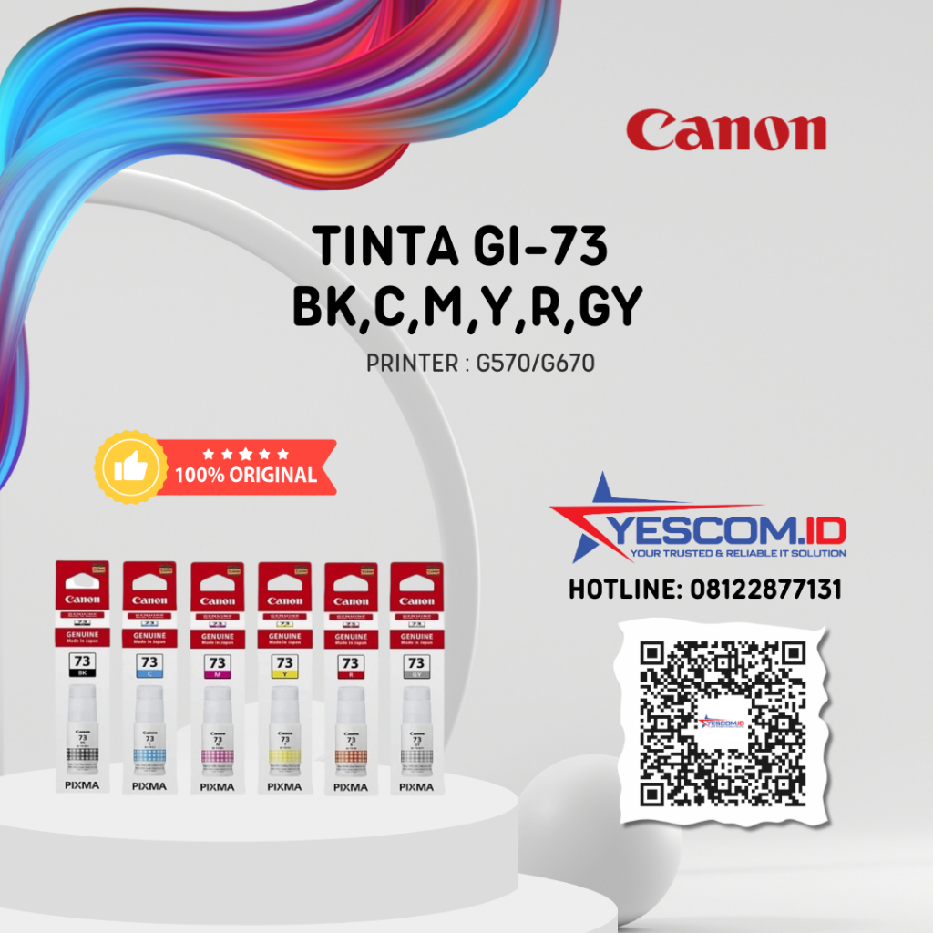TINTA CANON GI-73  (BLACK, CYAN, MAGENTA, YELLOW, RED, GREY)
