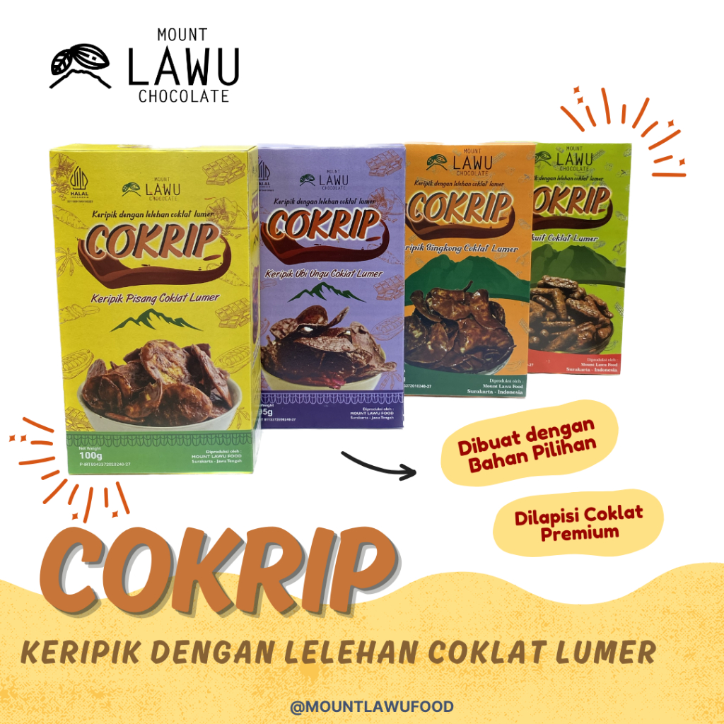 

COKRIP Keripik Coklat Lumer (Keripik Pisang Coklat, Keripik Ubi Coklat, Keripik Singkong Coklat, Biskuit Coklat)