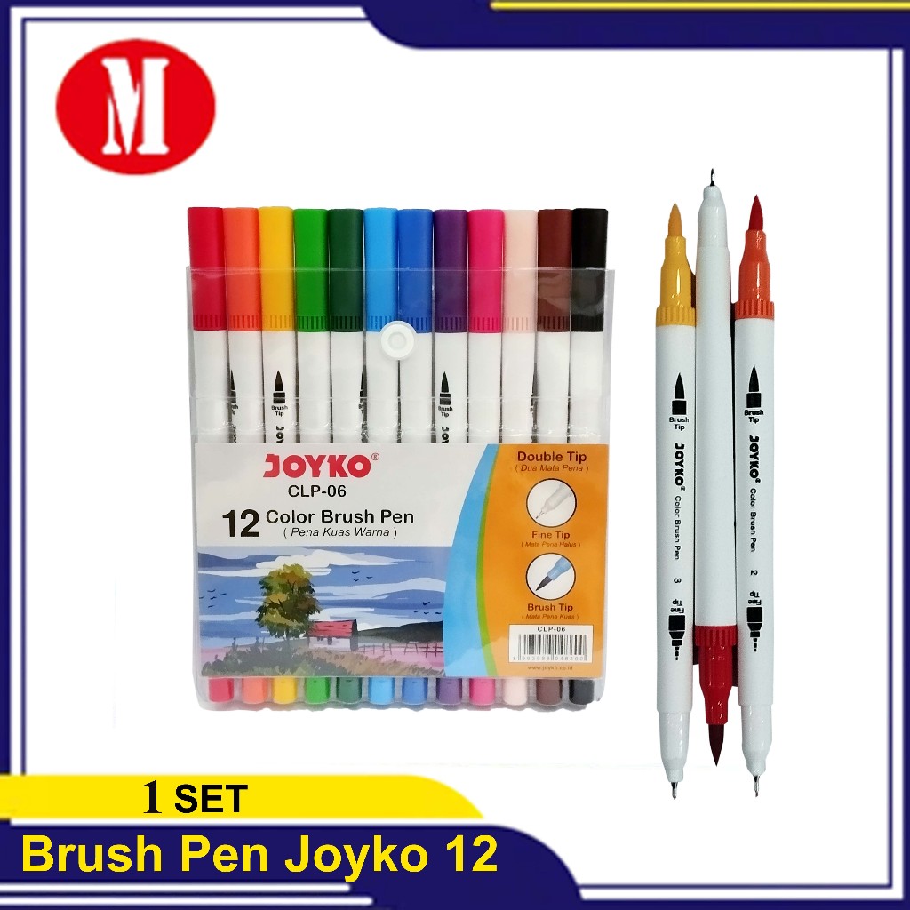 

Joyko Brush Pen 12 Warna/Spidol Double Tip (Mata Pena Dan Mata Kuas) 12 Warna