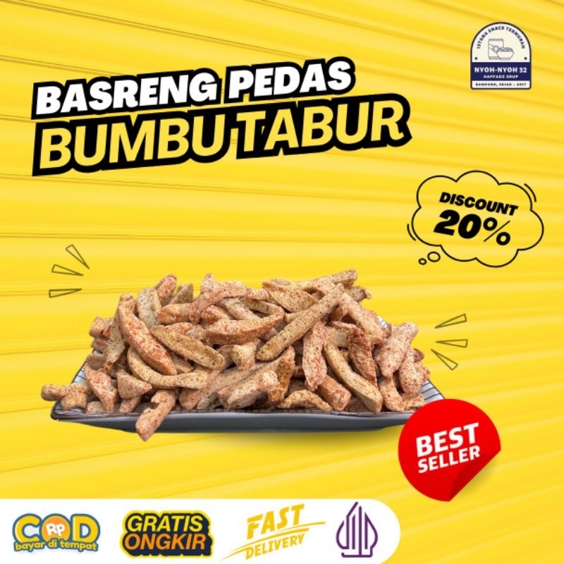 

Basreng Pedas Bumbu Tabur Gurih Daun Jeruk renyah kriuk Cemilan cemilan snack basreng kiloan