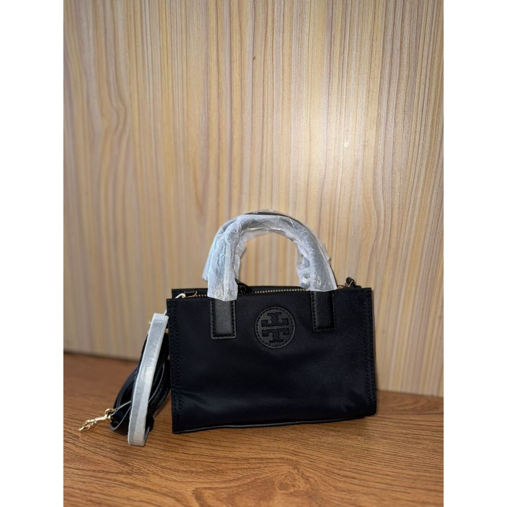 Tas Tory Burch Ella Mini Tote Crossbody Black New Original