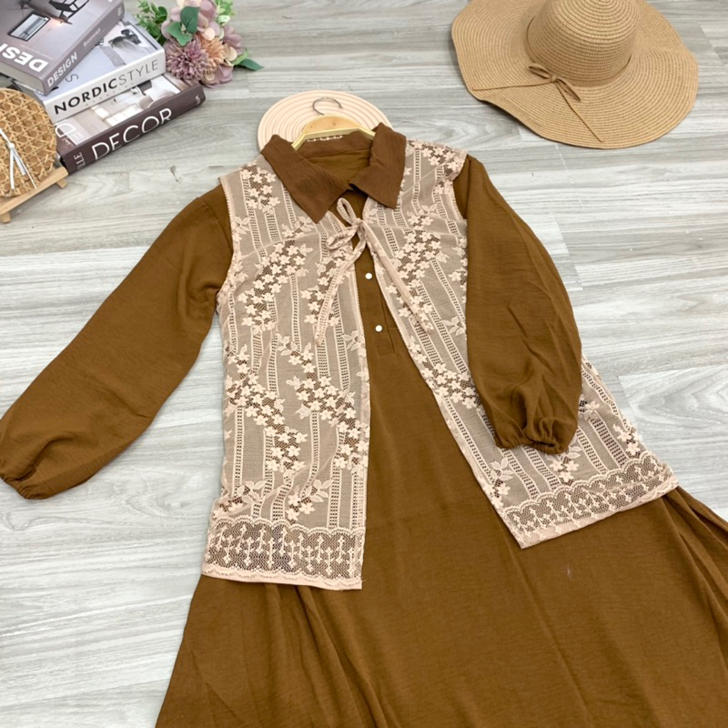 HUMAIRA DRESS GAMIS BROKAT CRINKLE AIRFLOW