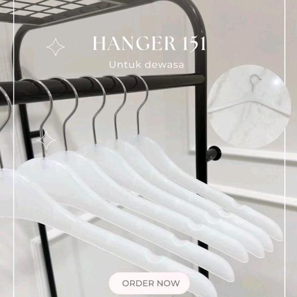 Paling Dicari Hanger Plastik Distro Baju 151 putih  Gamis  Dewasa  Berkualitas harga perlusin 12pcs