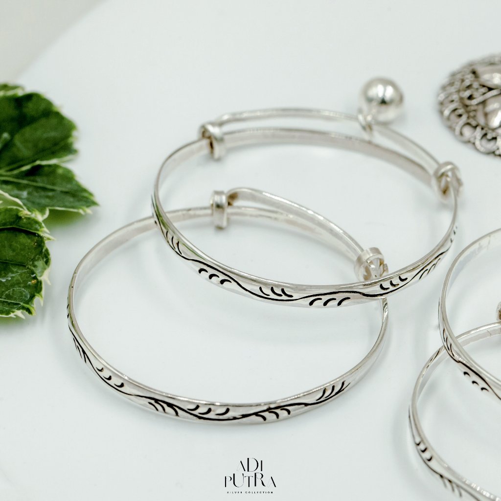 Gelang Bayi 3 Bulanan Perak 925 Model Tatah Gecek
