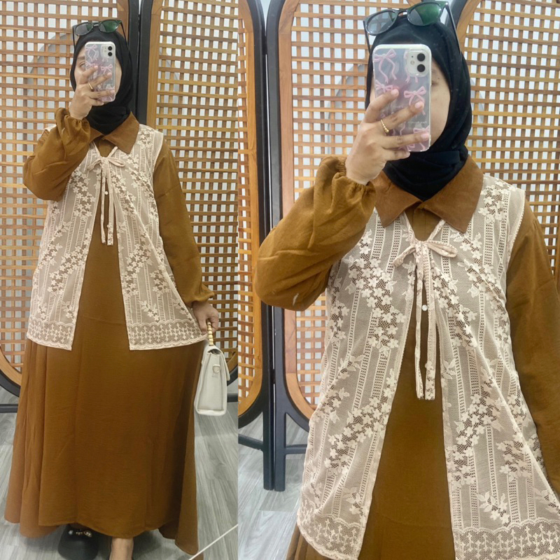 HUMAIRA DRESS GAMIS BROKAT CRINKLE AIRFLOW