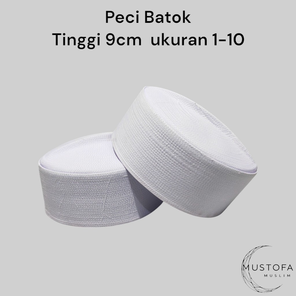 peci batok kalbut tinggi 7 CM peci haji peci putih