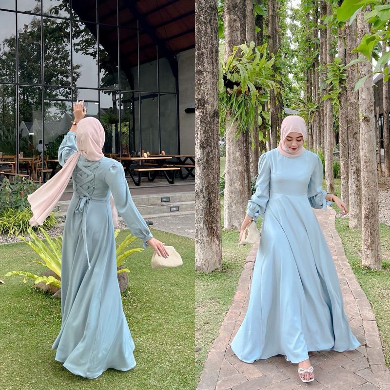 Dres AZKIA Gamis Terbaru 2025 Baju Gamis Satin Velvet premium Dres Bridesmaid Viral S~XXXXL