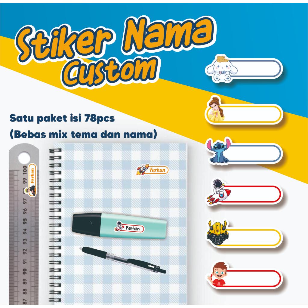 

Stiker nama anak custom, Label nama, Stiker anak, Stiker karakter, back to school