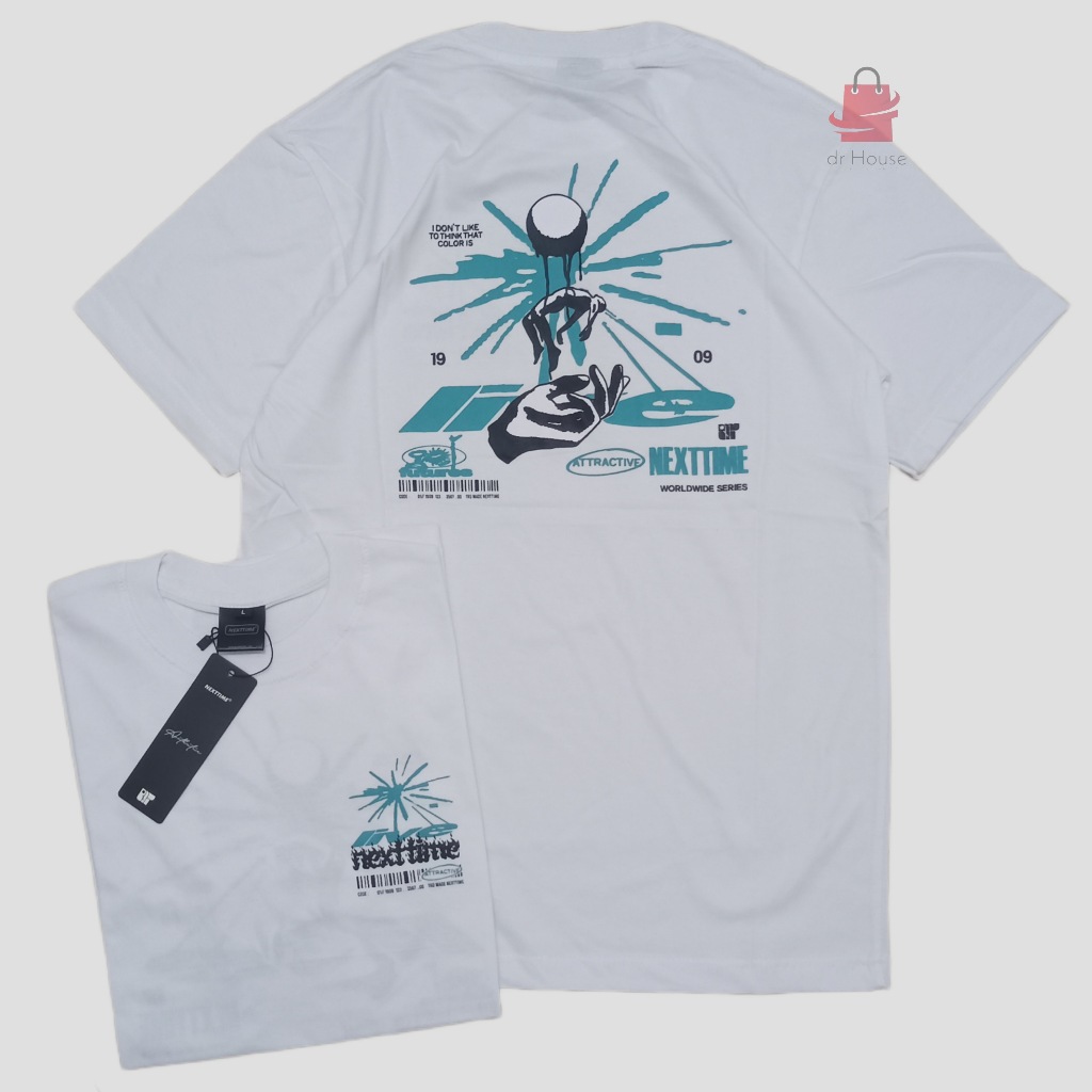 Kaos Distro / Tshirt Distro / Baju Distro NEXT TIME Attractive Putih