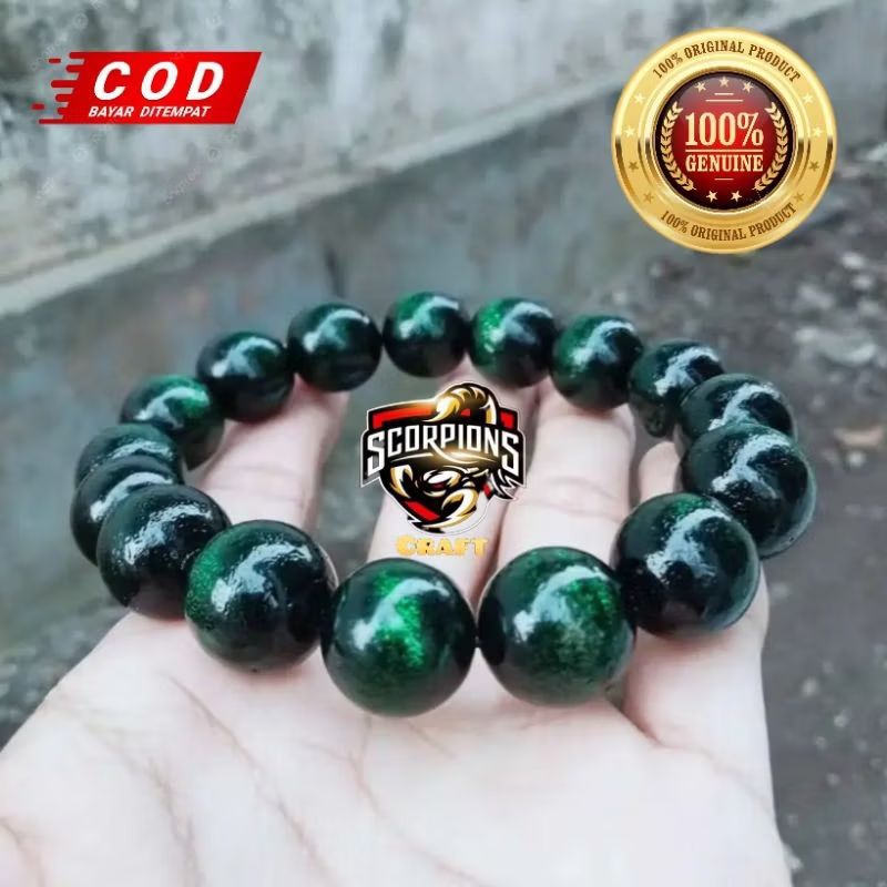 GELANG YUSER KESEHATAN AKAR BAHAR ASLI TALI ARUS HIJAU ZAMRUD ORIGINAL 100%