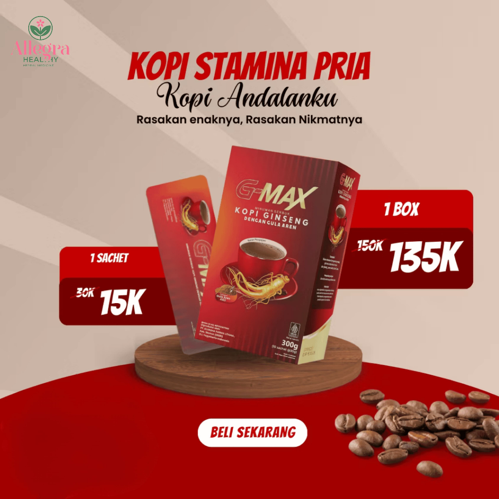 

G-MAX Kopi Ginseng Stamina Pria Dewasa Kuat Tahan Lama Original BPOM & Halal