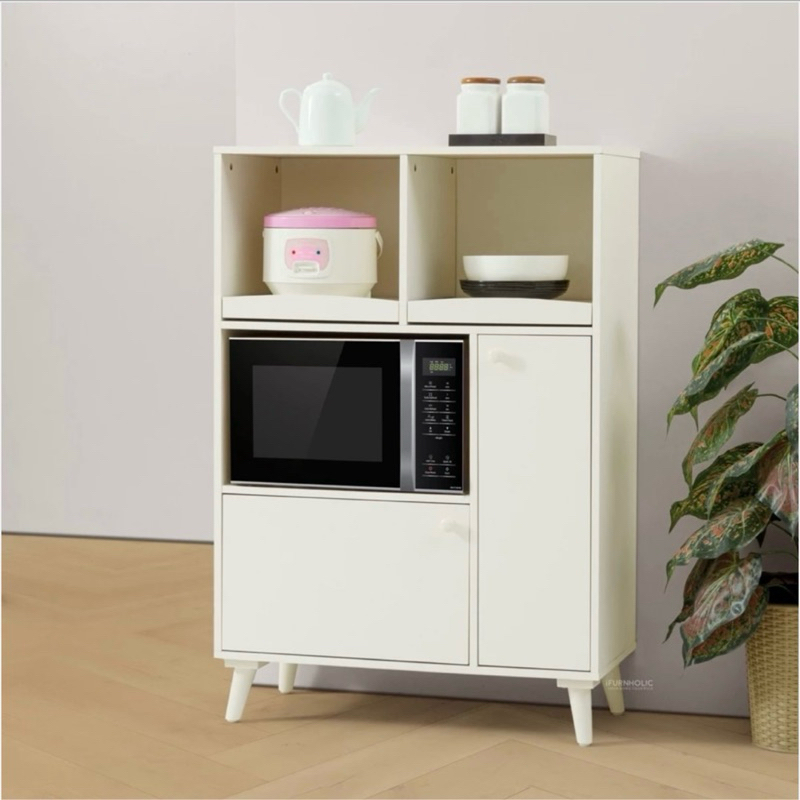 IFurnholic Dion Kitchen Cabinet / Lemari Kabinet Dapur Minimalis / Rak Piring Microwave - White Ivor