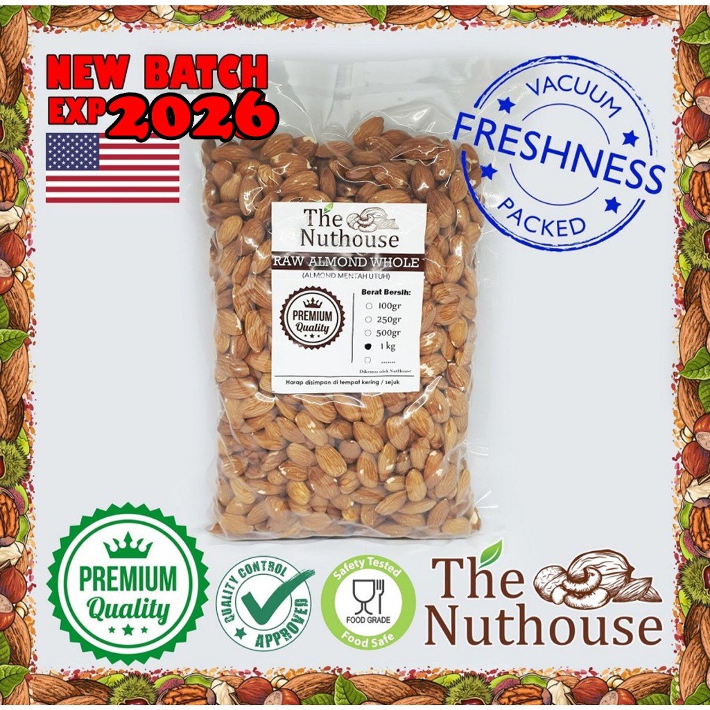 

250gr Almond Whole Premium RAW / Kacang Almond Mentah Utuh NPX 27/30 [Premium Quality]