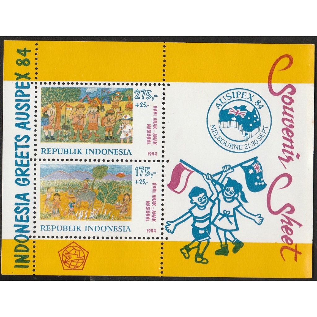 

A 9112 SATU BUAH SOUVENIR SHEET SS PRANGKO INDONESIA GREETS AUSIPEX 1984 DENGAN KONDISI MNH MINT NEVER HINGED