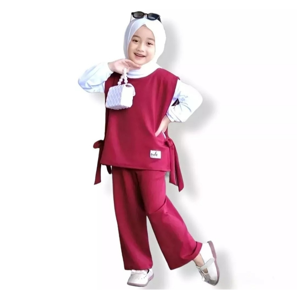 Setelan Baju Gamis Anak Perempuan 3-12 Tahun Set Chika