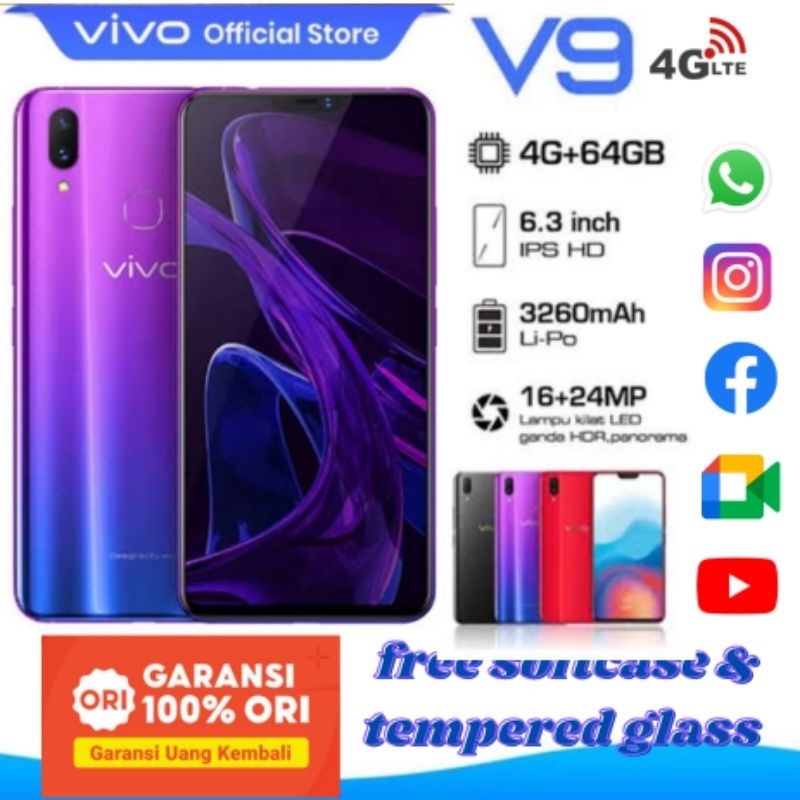 vivo v9/y85 ram 4/64 & 6/128 GB 4G LTE Garansi 1 Tahun