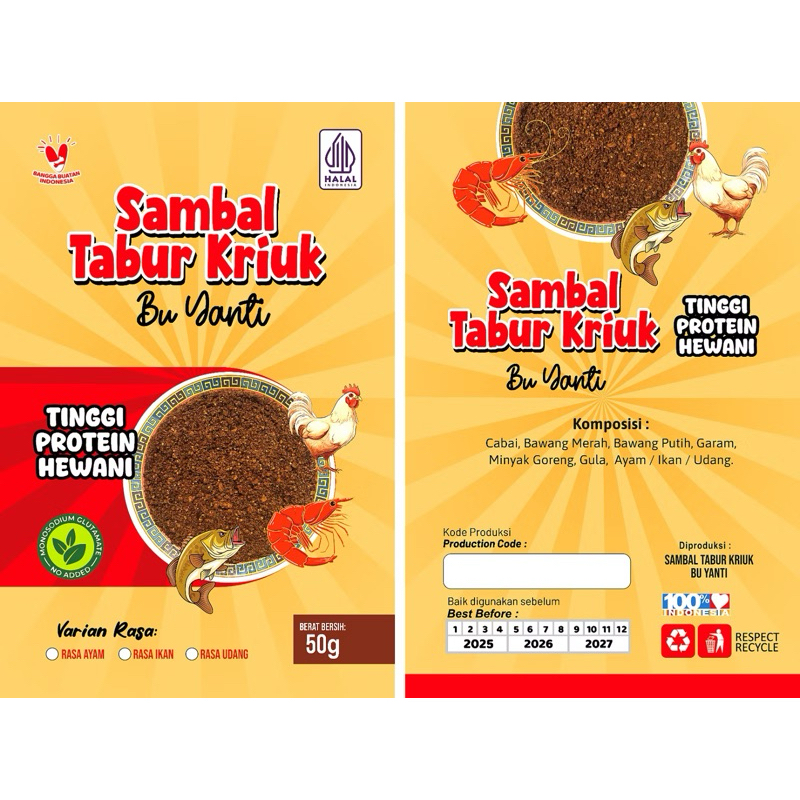 

Sambal Tabur Kriuk Kering Bu Yanti Tinggi Protein Hewani