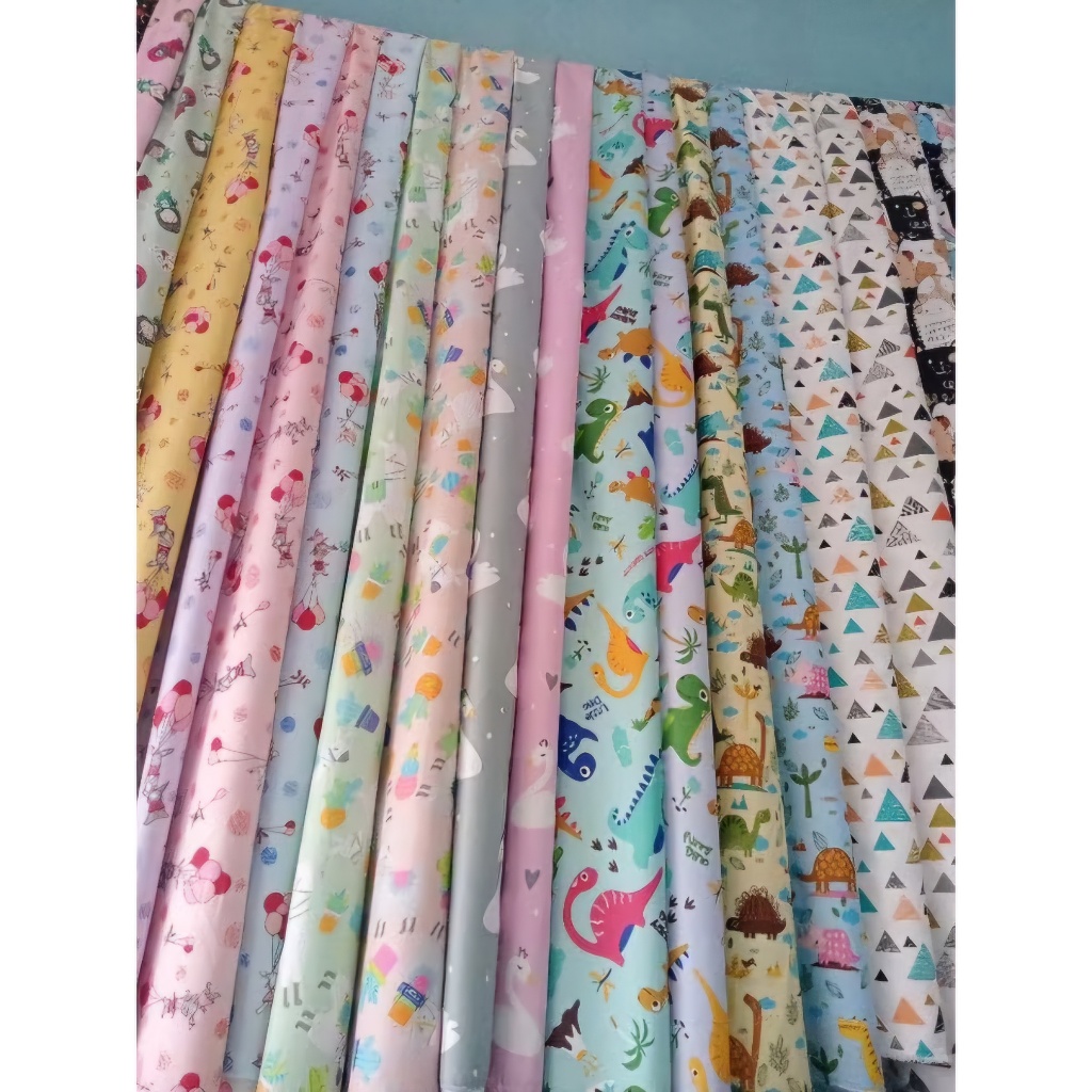 Bahan Kain Baju Anak Katun Meteran Bunga - Lebar 240 Cm