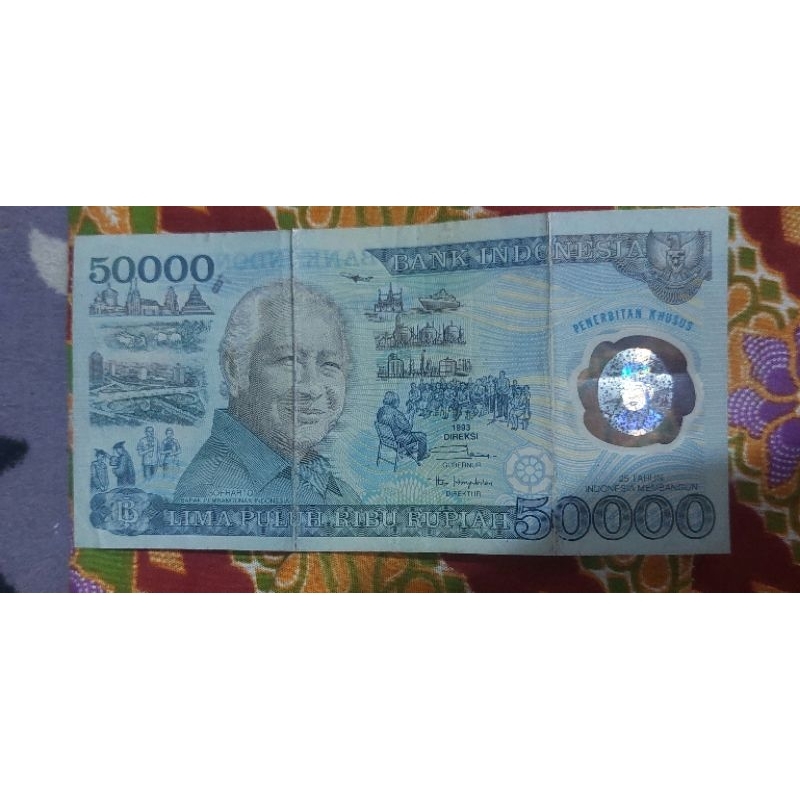 UANG. KUNO 50000 POLIMER SUHARTO 1993