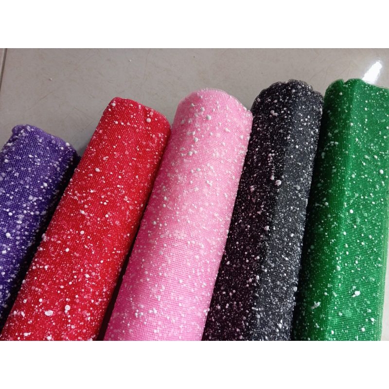 

1 Roll Flower Wrapping Tille Snowy Jala Salju- Jala Salju jaring motif