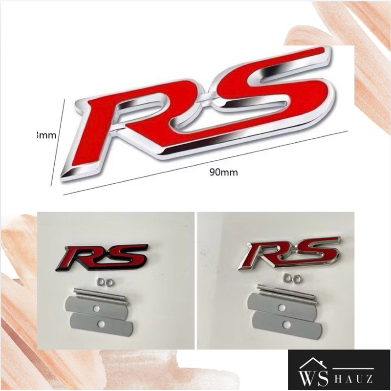EMBLEM LOGO GRILL MOBIL RS JDM RACING BAHAN METAL ( BUKAN TEMPEL )