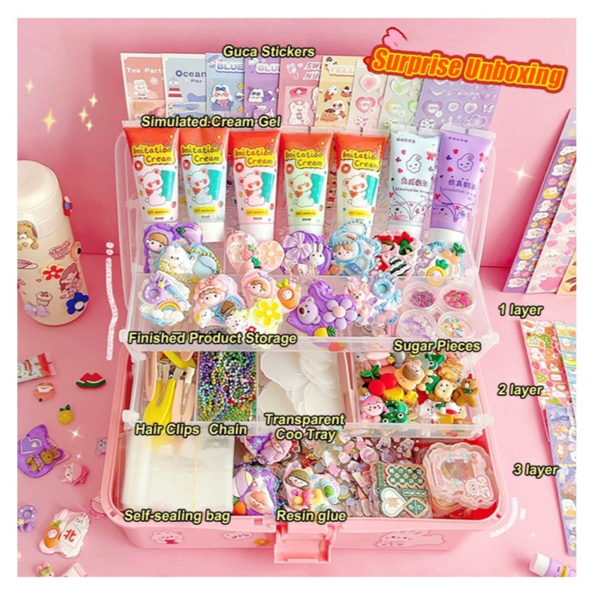 

RB 885pcs DIY Gantungan Kunci Akrilik Set DIY Keychain Set Kartu Stiker luca Kotak Guka Cream Gum