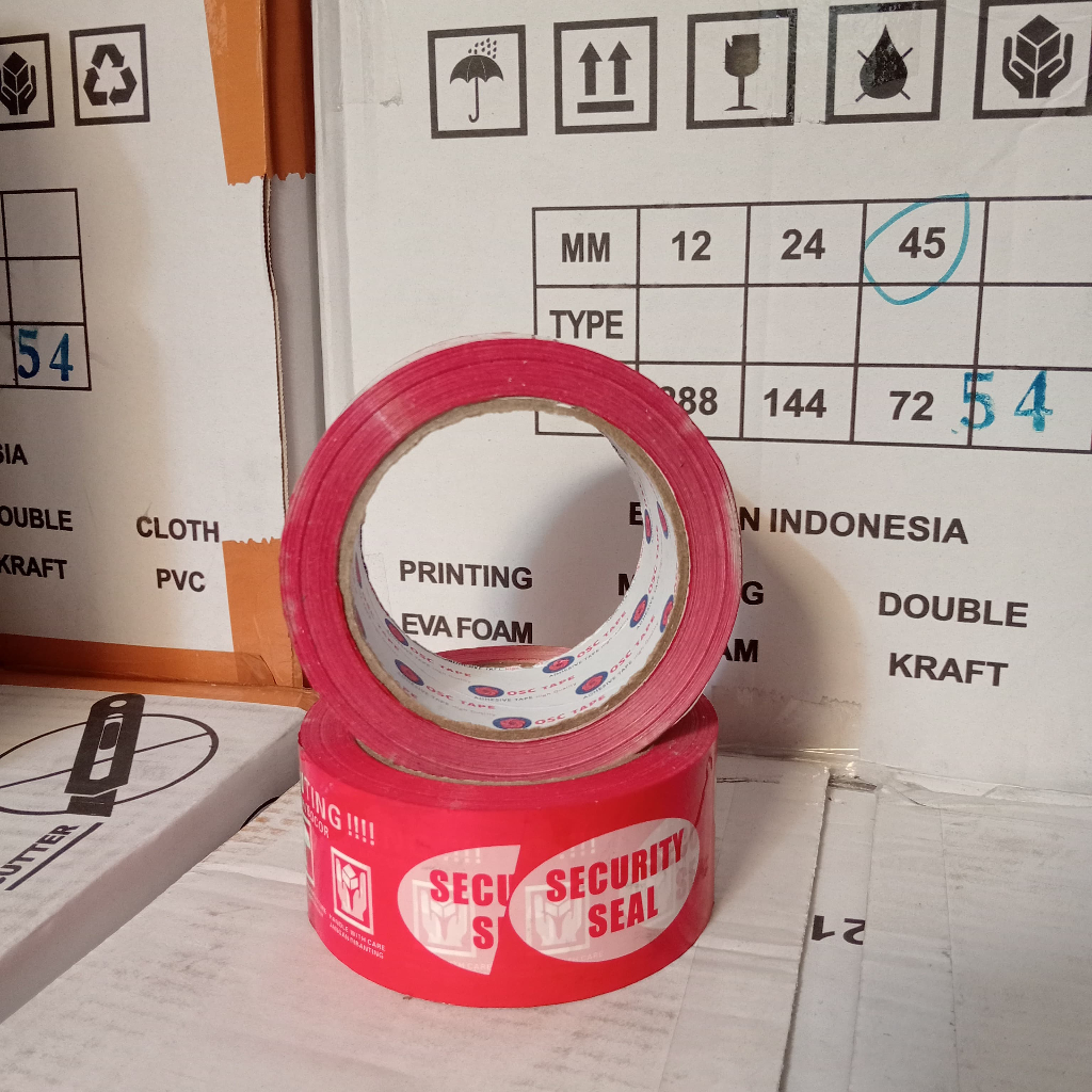 

OSC Tape Lakban Fragile Merah Berbagai Ukuran