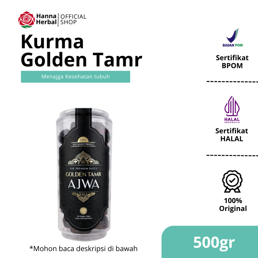 

Kurma Ajwa 500gr - Golden Tamr