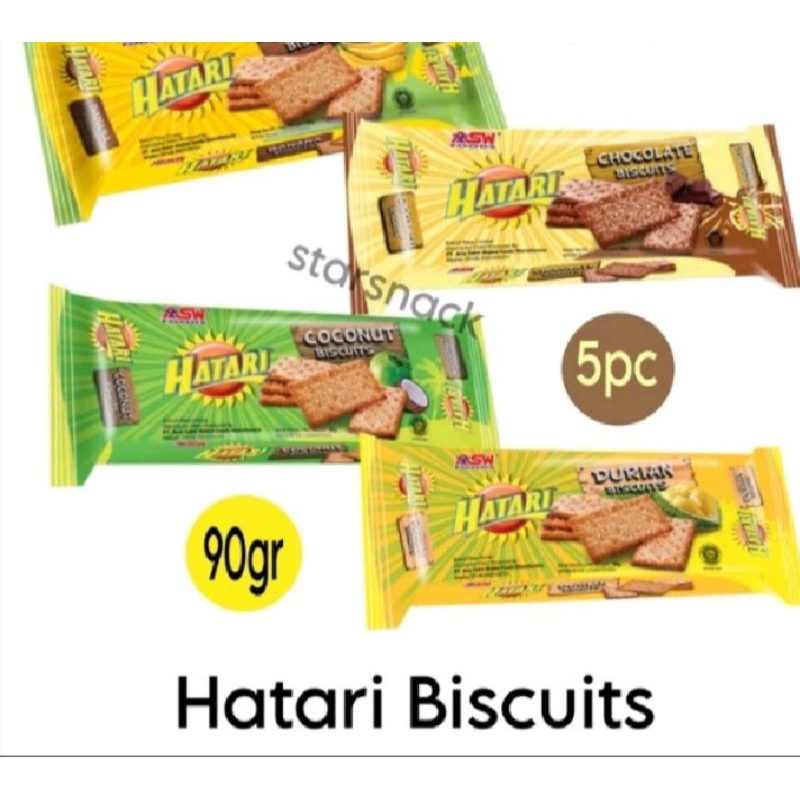 

hatari BISKUIT coklat pisang kelapa durian 90gram 5pc