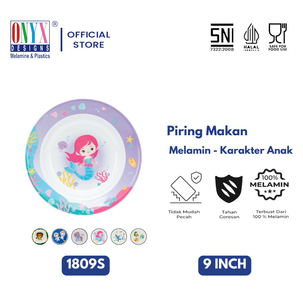 Onyx Seiv, Piring Makan Cekung 9 inch: Melamin, Aman untuk Makanan, Halal, 1809S Karakter