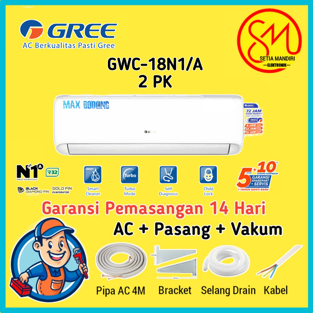 AC GREE Standart 2PK R32 GWC-18N1A 2 PK Gold Fin Evaporator GWC-18N1/A