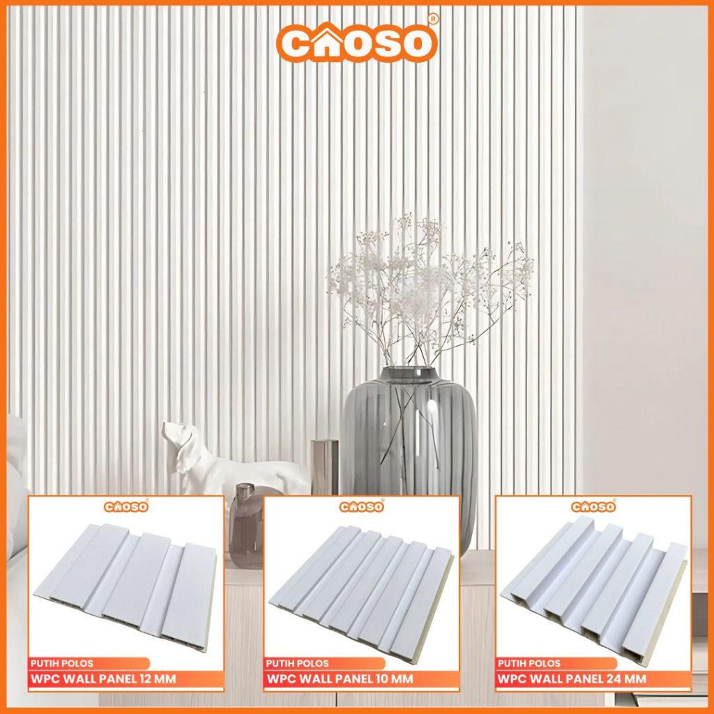 Wpc Wall Panel Putih Polos 3 Meter 300cm | Wallpanel Pvc Dinding | Wood Panel Dinding Caoso.id
