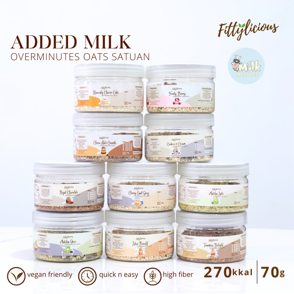 

Ay00! Fittylicious DIY Overminutes Oats / Oatmeal / Sereal Oat 70G / Overnight Oats