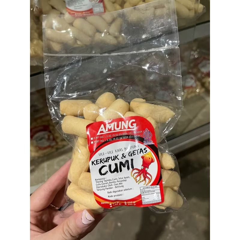 

Kerupuk Getas Cumi Bulat Panjang Amung Belitung