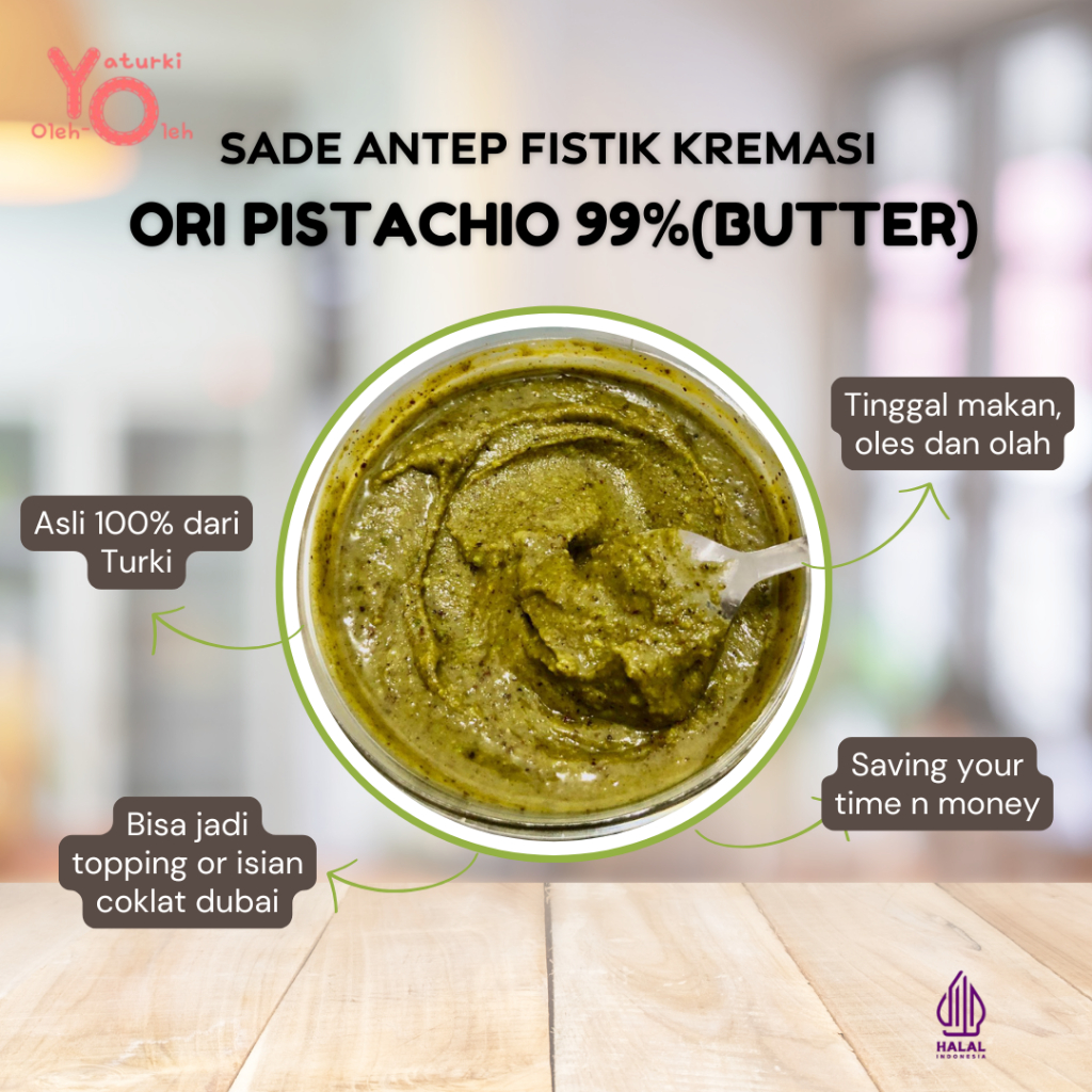 

Selai Pistachio (Butter)/ Pure Pistachio non Mix white coklat