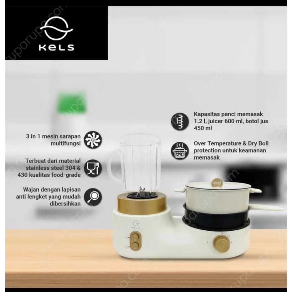 Kels Moshi Panci Multi Cooker Breakfast 3 In 1 - Krem