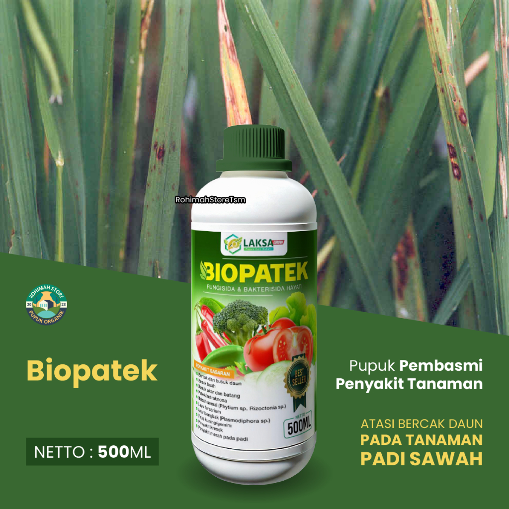 BIOPATEK FUNGISIDA HAYATI Obat Hama Padi Coklat - Atasi Hama Penyakit Padi Coklat / Hawar Padi Sawah
