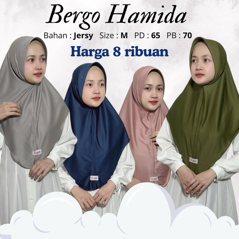 PROMO 8 RB HIJAB BERGO HAMIDA LOGO KAIN JERSI MENUTUP DADA NYAMAN