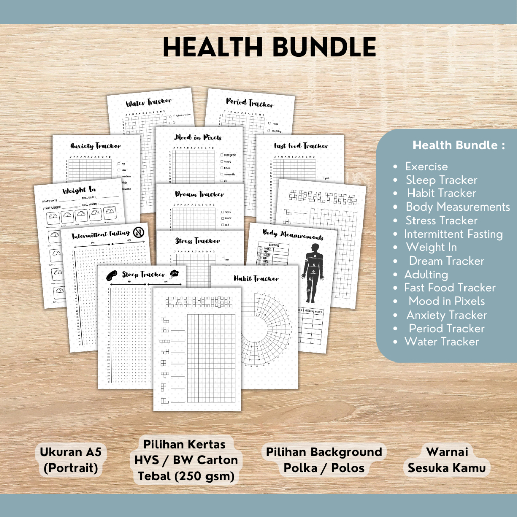 

BuJoKu Health Journal Bundle | Bullet Journal | Template Journaling Book