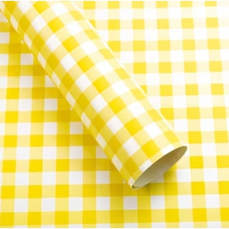 

Cellophane motif Gingham/ Flower Warpping paper color yellow