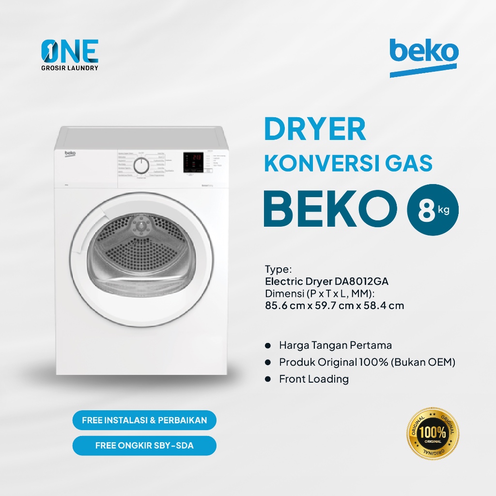 Dryer / Mesin Pengering Konversi Gas Merk Beko Kapasitas 8 Kg JATIM