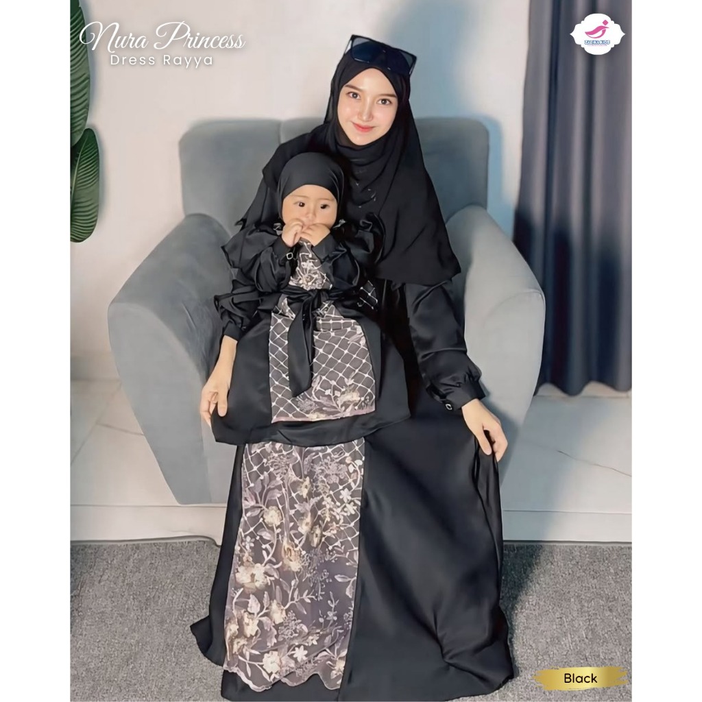 Gamis Cople Ibu dan anak Nura | Baju Gamis Couple Ibu dan Anak Perempuan Lebaran 2026 Couple mom and