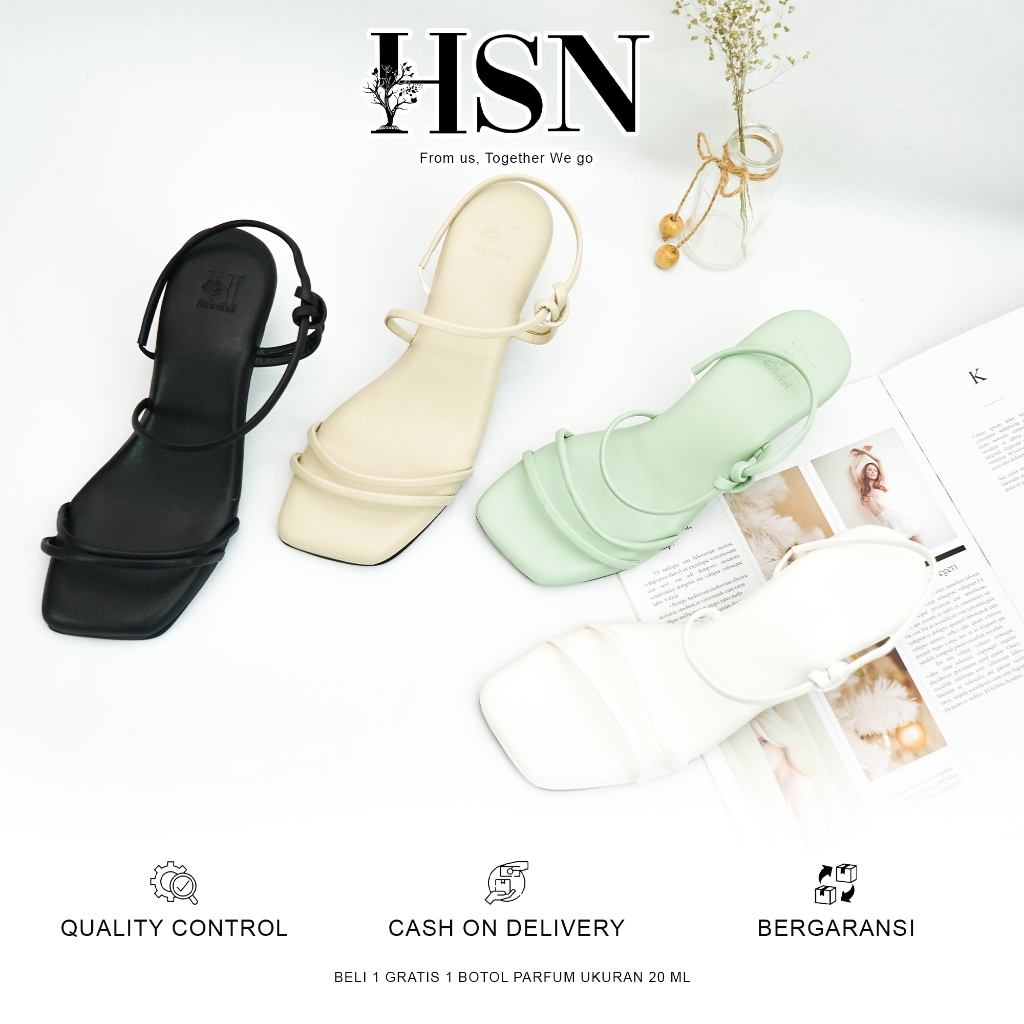 HSN Sandal Amina Hels Wanita 5 Cm | Beli 1 Gratis 1 Parfume