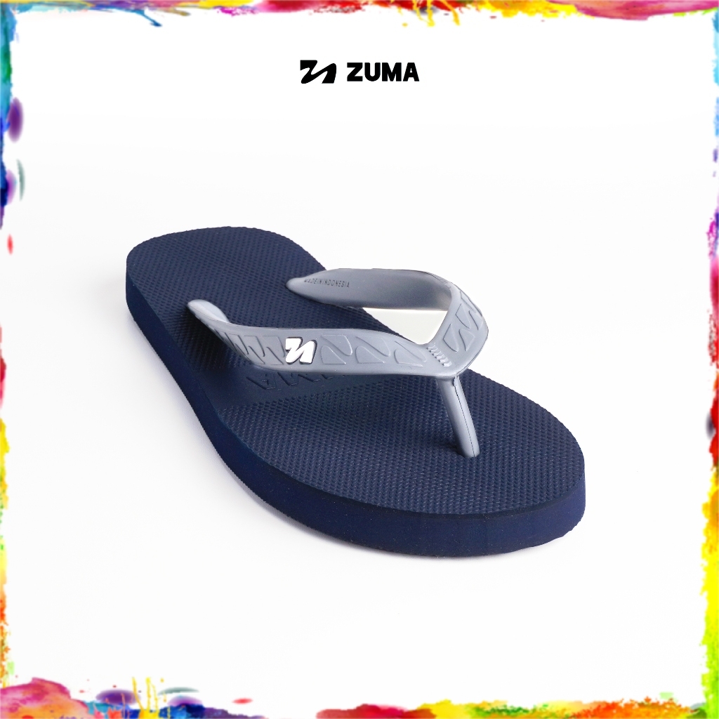 Zuma Men Classic 24/Sandal Jepit Sandal Karet Pria - Navy Grey
